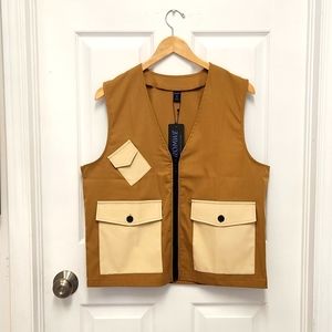 BRAND NEW! MENS PATCH POCKET VEST TAN SIZE SMALL